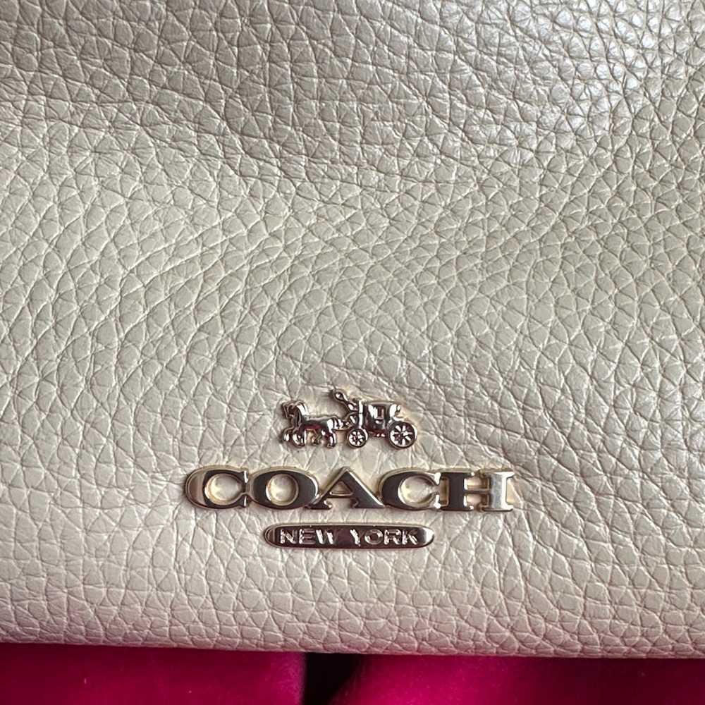 Coach Cream Pebbled Leather Shoulder Hobo with Gold Hardware - Picture 2 of 9